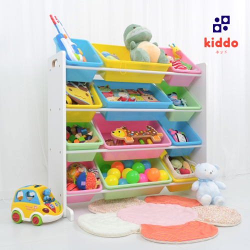 KD003 日本kiddo木製4層玩具架 ~Pastel白色