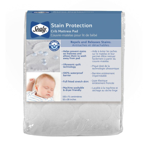 [加購品] SY#0003 Sealy Stain Protection Crib Mattress Pad (28″ x 52″) 防污床墊  (美國兒童床專用)