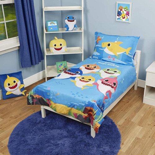 (美國兒童床專用) BBS#0020 Baby Shark Toddler Bedding Set 兒童床上用品4件套裝
