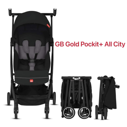 GB008 GB Gold Pockit+ All City 超輕巧嬰兒車 - 絲絨黑 [加送扶手, 收納袋, 便攜揹帶]