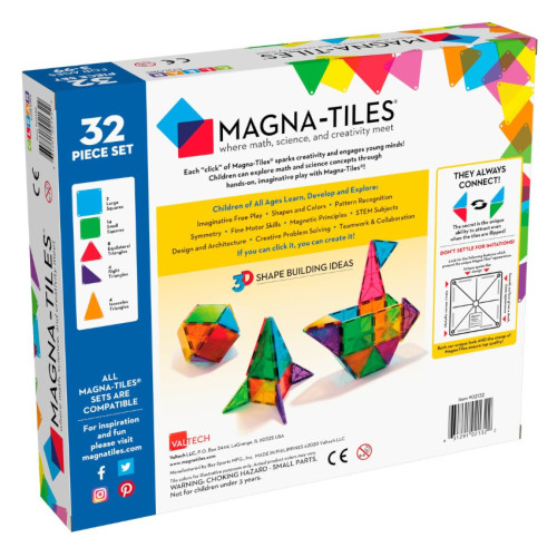MAGT003 Magna-Tiles 磁力片積木玩具 - 透光彩色 32塊套裝