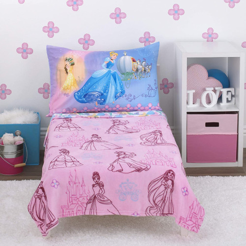 (美國兒童床專用) DN#1711 Disney Princess 4-Piece Toddler Bedding Set (兒童床上用品4件套裝)