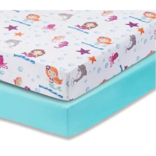 (美國兒童床專用) SR#0938 Everyday Kids 2PCS Sheet set 床單 - Mermaid/Aqua 兒童床床單 (2床單)